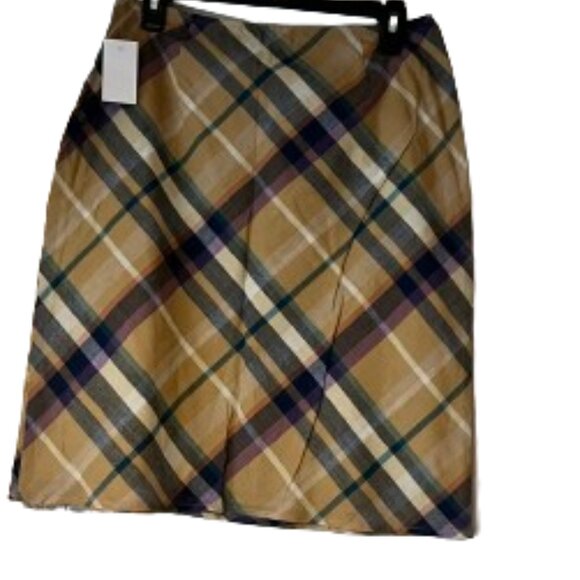 J. Khaki Tan Plaid Pencil Skirt - 10 Average - Picture 2 of 5